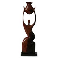 Ebony sculpture, 'An Ideal Woman' - Hand Crafted Wood Sculpture