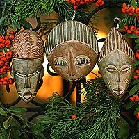 Wood ornaments Three Kings set of 3 Ghana