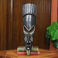 Ghanaian wood mask, 'Traditions' - Hand Crafted Wood Mask