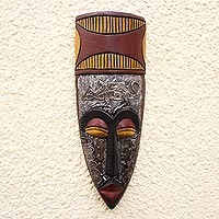 Akan wood mask, 'Big Headed Linguist' - Artisan Crafted Wood Mask