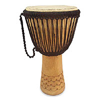 Wood djembe drum Bi Nnka Bi Ghana