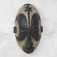 Nigerian wood mask, 'Ibo Farmer' - Hand Made Wood Mask