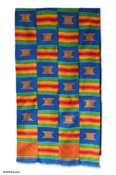 Cotton blend kente cloth scarf, Royal Throne (18 inch width)