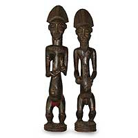 Wood sculptures Baule Man and Wife pair Ghana
