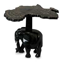 Wood accent table African Elephant Ghana