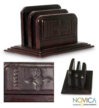 Leather letter holder, African Spirit