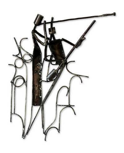 Recycled iron wall sculpture