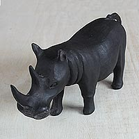 Wood sculpture Black Rhino Ghana