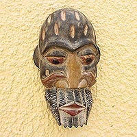 Ghanaian wood mask, 'Historian' - Handmade African Wood Mask