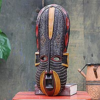 Ghanaian wood mask, 'Akan Beauty' - Hand Made African Wood Mask