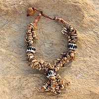 Agate and bauxite beaded necklace,