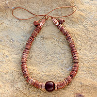 Bauxite and resin beaded necklace, 'Fertile Ground' - Bauxite and Resin Beaded Necklace