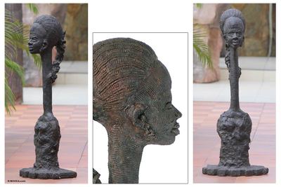 Fiberglass sculpture, 'Ghanaian Beauty' - Fiberglass sculpture