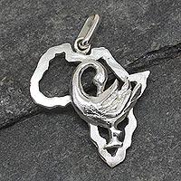 Sterling silver pendant, 'Africa Sankofa' - Sterling Silver Pendant