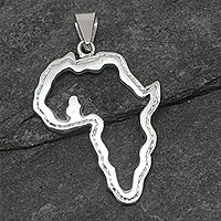 Sterling silver pendant, 'Ghana, Africa' - Handmade Sterling Silver Pendant