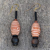 Terracotta and soapstone dangle earrings, 'African Aesthetic' - Terracotta and Soapstone Dangle Earrings