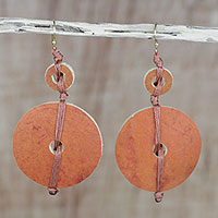 Dried calabash dangle earrings, 'Tropical Fun' - Dried Calabash Dangle Earrings