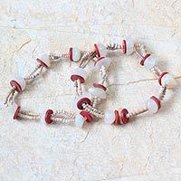 Agate and ceramic beaded bracelets,