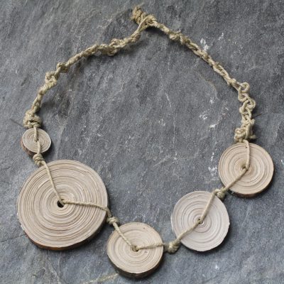 Recycled paper pendant necklace, Woven Sideways