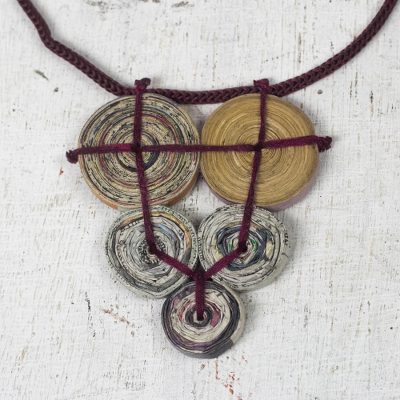 Recycled paper pendant necklace, Cross My Red Heart