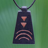 Teak wood pendant necklace, 'To Egypt' - Teak Wood pendant necklace