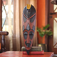 African wood mask, 'Abanbo' - Hand Carved Ashanti Festival African Mask