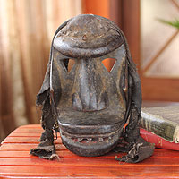 Ivoirian wood mask, 'Woman's War Spirit' - Fair Trade Ivoirian Wood Mask