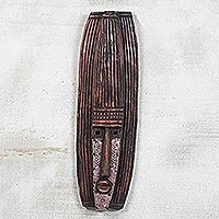 Ghanaian wood mask, 'Denkyira War Song' - African wood mask