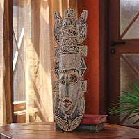 African wood mask, 'Odo' - Hand Made Wood Mask