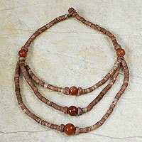 Bauxite and agate waterfall necklace,