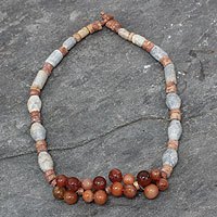 Agate and soapstone beaded necklace,