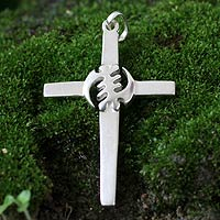 Sterling silver cross pendant, 'God is Supreme' - Handmade Sterling Silver Cross Pendant