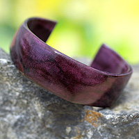 Leather cuff bracelet, 'Dasba in Purple' - Hand Crafted Modern Leather Cuff Bracelet