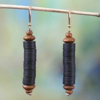 Beaded dangle earrings, 'Paglayiri' - Hand Made African Recycled Dangle Earrings