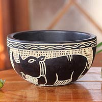 Wood decorative bowl African Animals Ghana