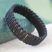 Cotton and linen bangle bracelet,