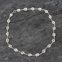 Sterling silver link necklace, 'Abundant Cowrie' - Sterling silver link necklace