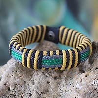 Men's wristband bracelet, 'Soul of Africa' - Men's Handcrafted Wristband Bracelet