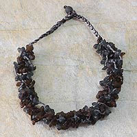 Recycled bead necklace, 'Midnight Fog' - Recycled bead necklace