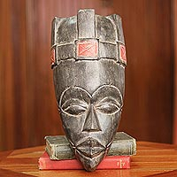 Wood African mask Akan King Ghana
