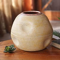 Ceramic decorative vase, 'Akan Water Pot' - Ceramic decorative vase