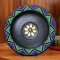 Wood decorative plate, 'The Great Sun' - Wood decorative plate