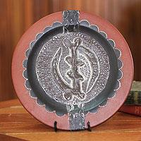 Wood decorative plate, 'Except God' - African Decorative Wood Plate and Stand