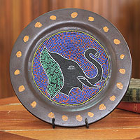 Wood decorative plate Mighty Elephant Ghana
