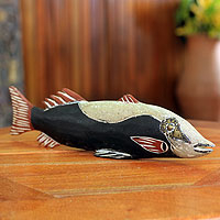 Wood sculpture African Loodin Fish Ghana