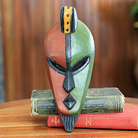 African mask, 'Desire for Peace' - Hand Carved and Painted African Mask from Ghana