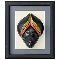 Wood wall decor, 'Oheneba Baa' - Fair Trade Hand Crafted Wall Decor Framed Mask