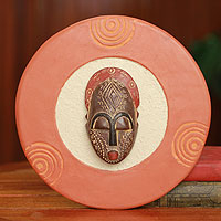 African mask plaque, 'Born on Friday' - Authentic African Mask Plaque Ghanaian Wall Art