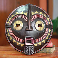 Wood African mask, 'My True Love' - Authentic African Mask Handcrafted in Ghana