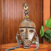 African mask, 'Kran Fertility Doll' - Hand Made Fertility Doll Mask